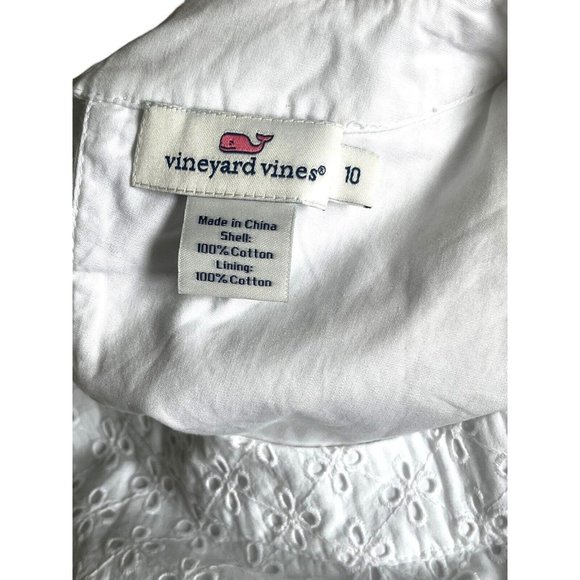 Vineyard Vines White Eyelet Fit & Flare Dress Size 10 $208 Retail Cut Out Back - Picture 13 of 16